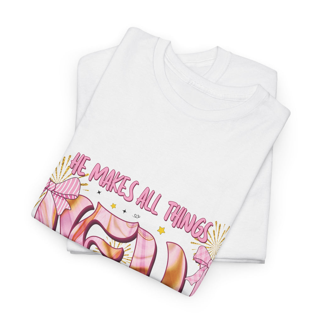 Christian Marble Tee — “He Makes All Things New” (Revelation 21:5)... Unisex Cotton Tee