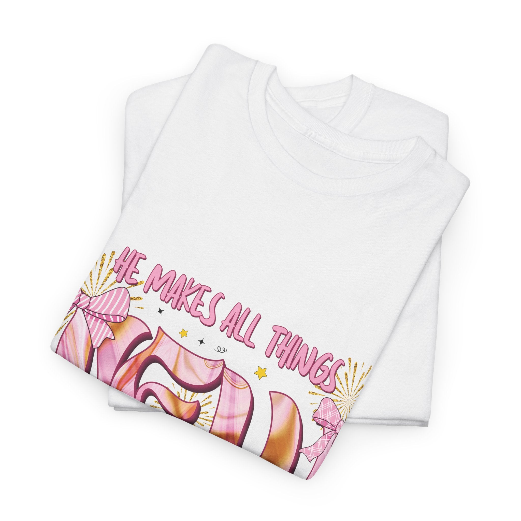 Christian Marble Tee — “He Makes All Things New” (Revelation 21:5)... Unisex Cotton Tee