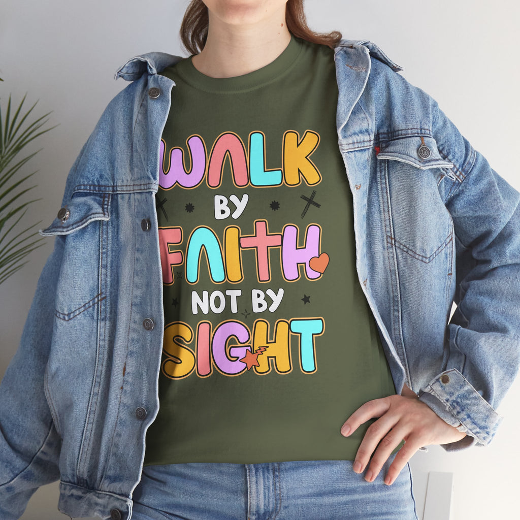 Walk by Faith Not by Sight T-Shirt — Pastel Christian Faith Unisex Cotton Tee