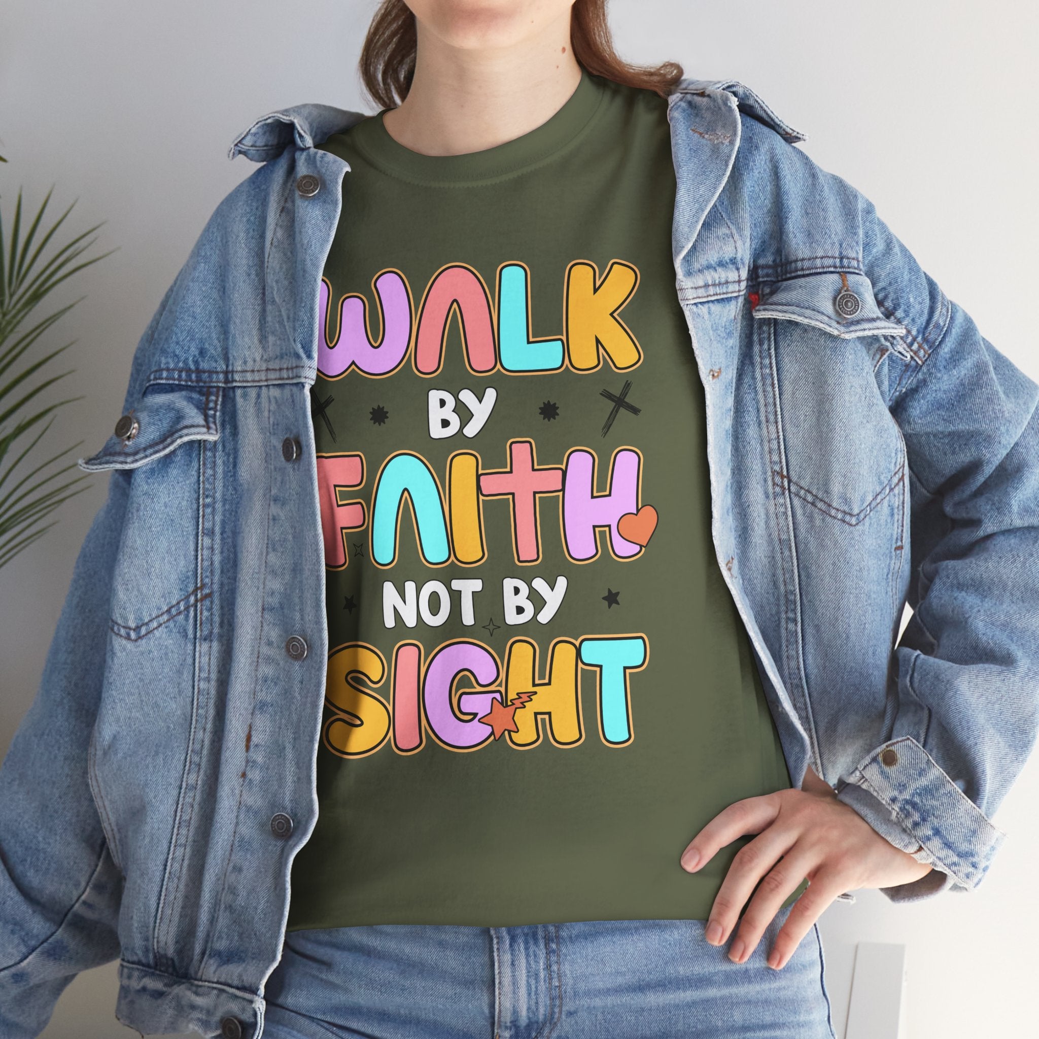Walk by Faith Not by Sight T-Shirt — Pastel Christian Faith Unisex Cotton Tee