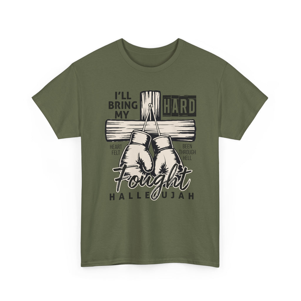 Christian Boxing Gloves Cross Tee — "I’ll Bring My Hard-Fought Heart."Unisex Cotton Tee