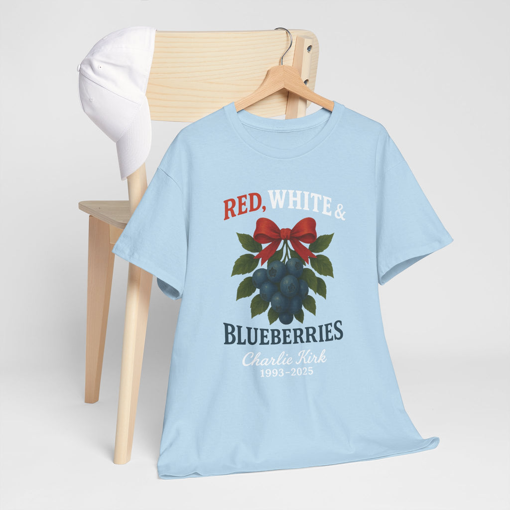 Red, White & Blueberries T-Shirt — Patriotic Blueberry Graphic Unisex Cotton Tee