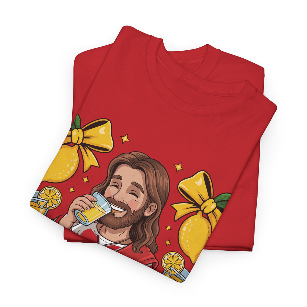 Jesus Drinking Lemonade T-Shirt — "Life Gave Me Some Lemons" Christian Unisex Cotton Tee
