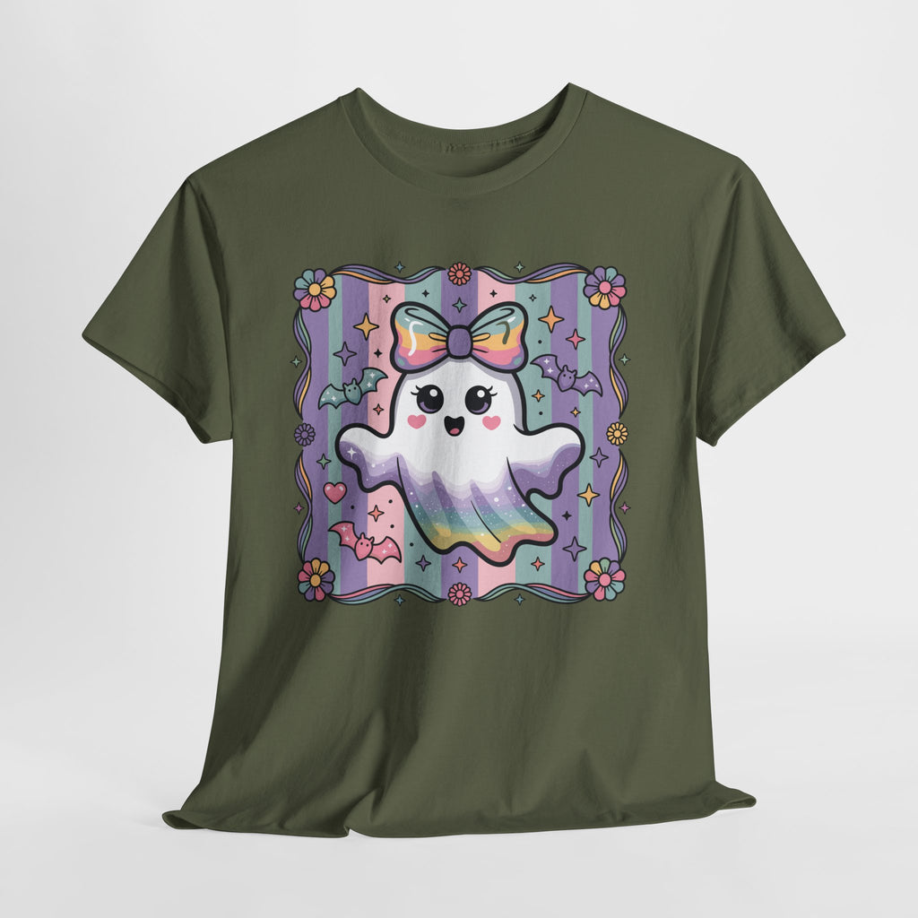 Pastel Ghost Rainbow Bow Unisex Cotton Tee
