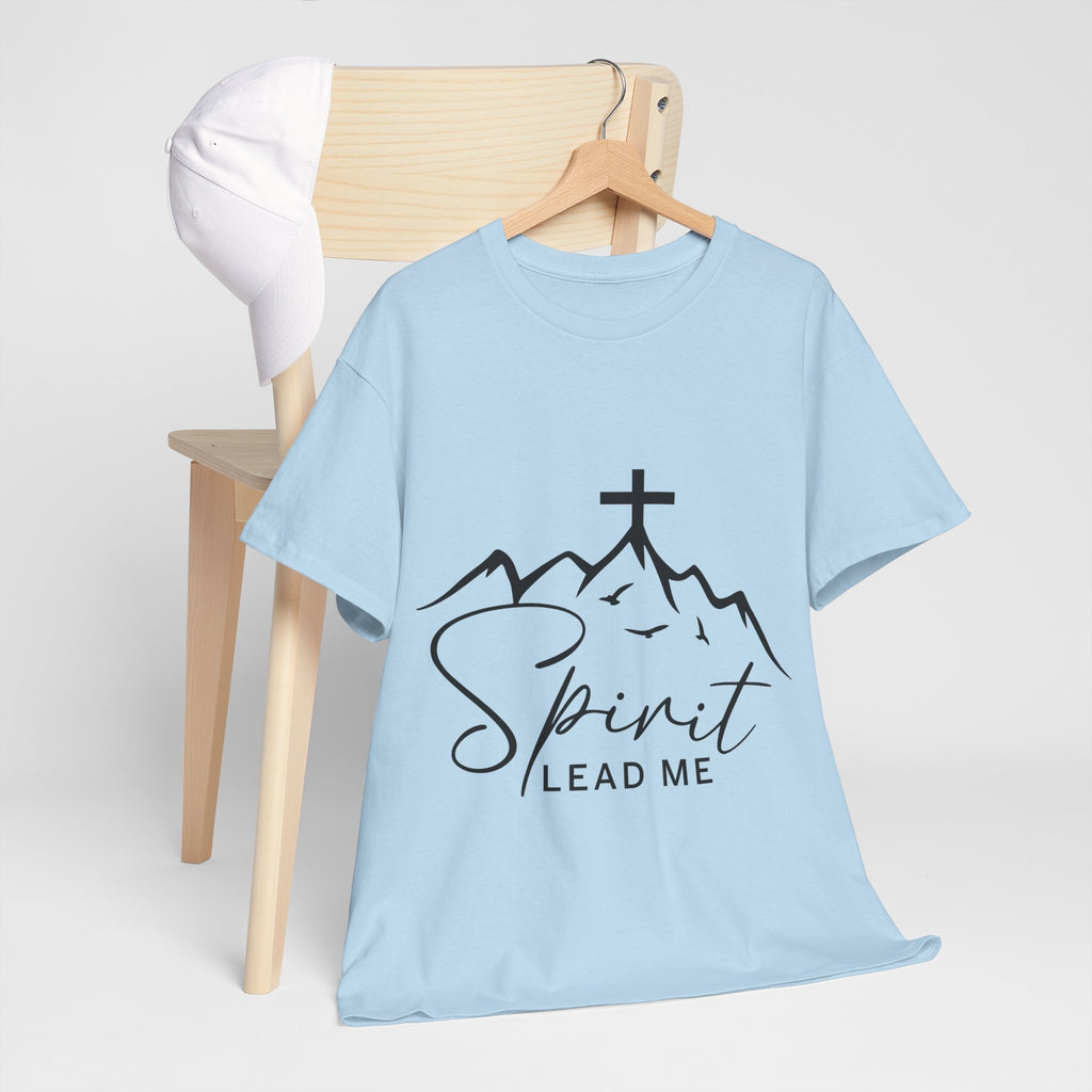 Spirit Lead Me Christian T‑Shirt — Minimalist Cross Unisex Cotton Tee