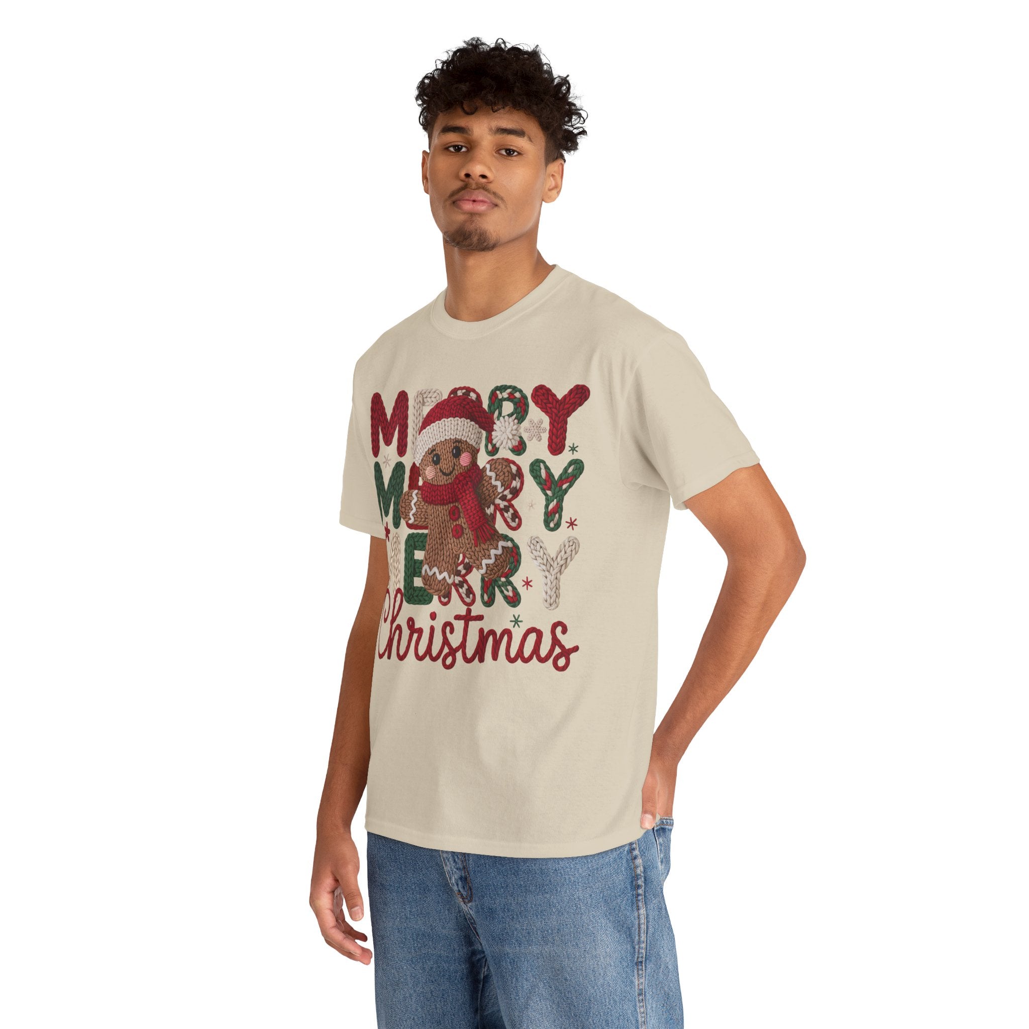 Merry Merry Merry Christmas Gingerbread Unisex Cotton Tee