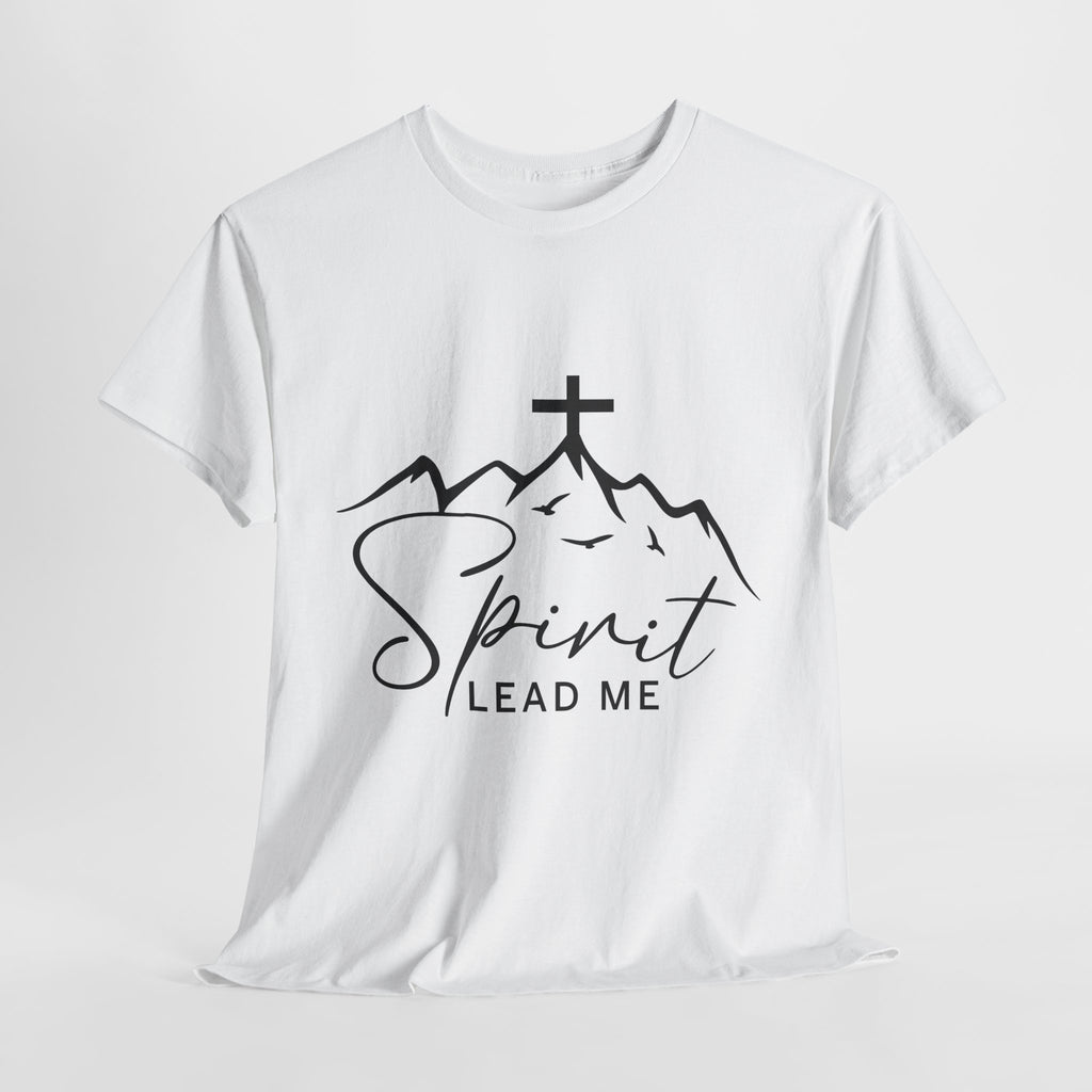 Spirit Lead Me Christian T‑Shirt — Minimalist Cross Unisex Cotton Tee