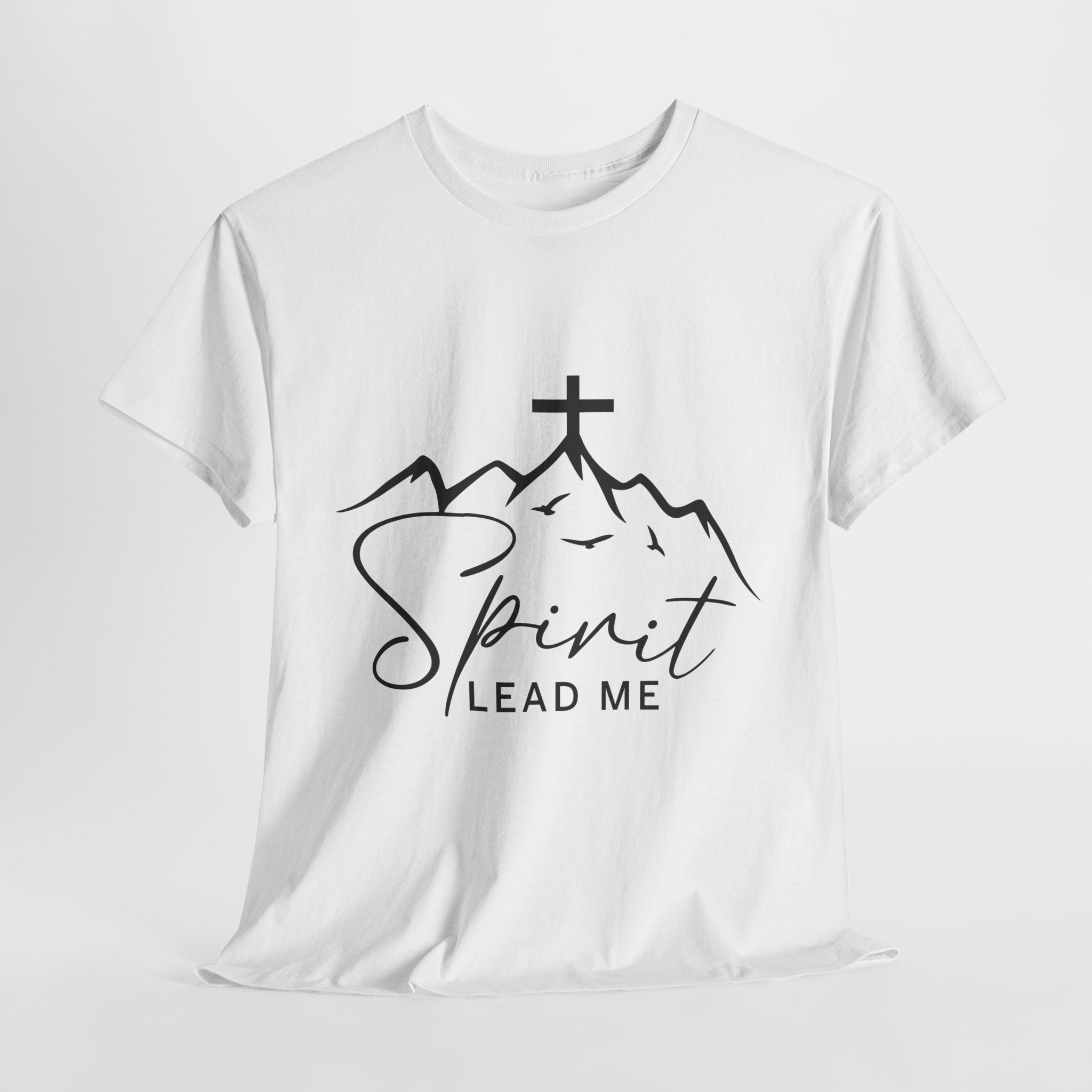 Spirit Lead Me Christian T‑Shirt — Minimalist Cross Unisex Cotton Tee