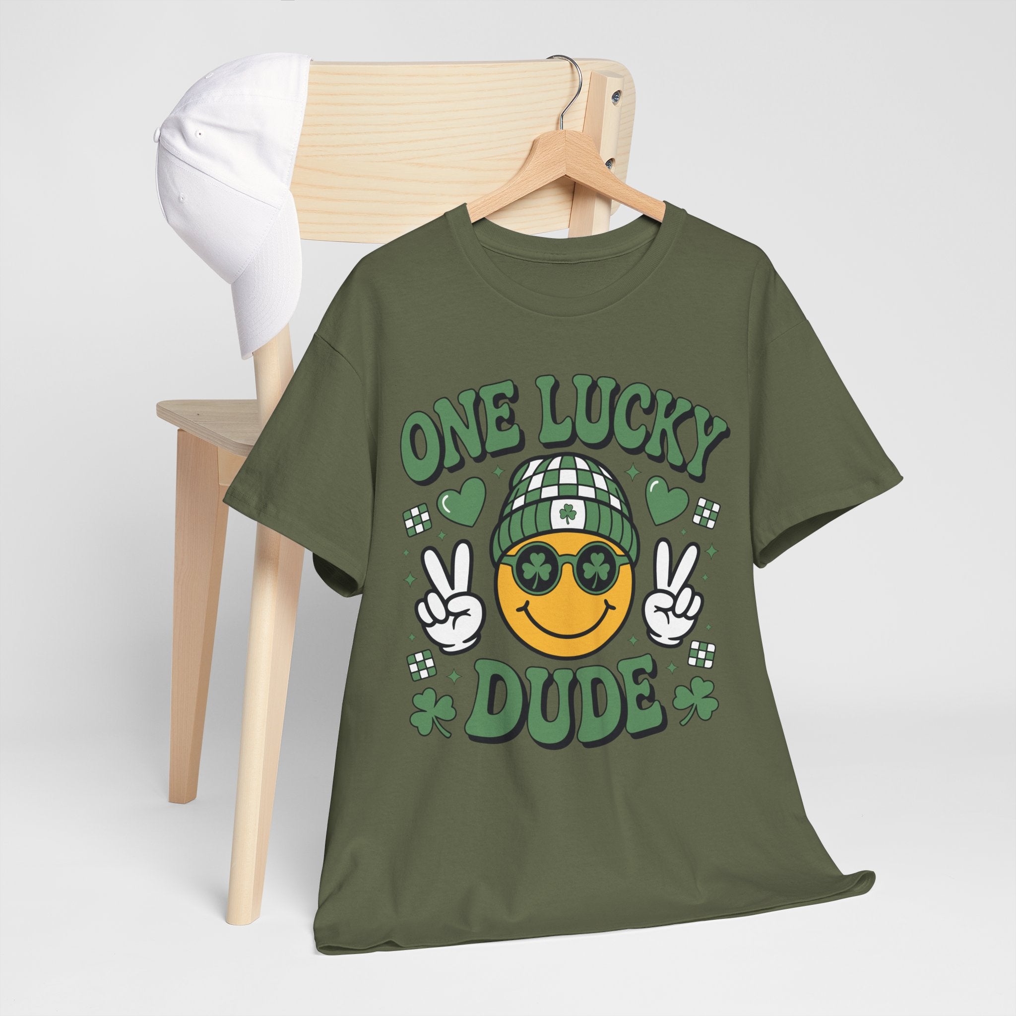 One Lucky Dude Shamrock Tee — St. Patrick's Day Smiley Unisex Cotton Tshirt