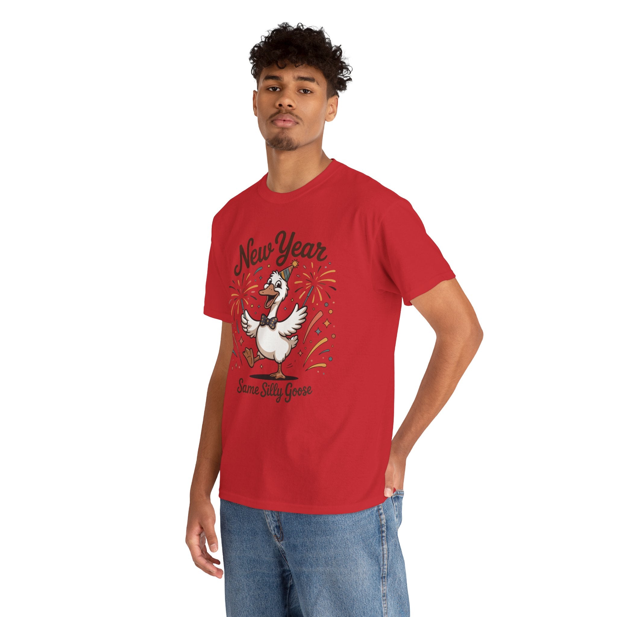 New Year Same Silly Goose T-Shirt — Party Goose Graphic Unisex Cotton Tee