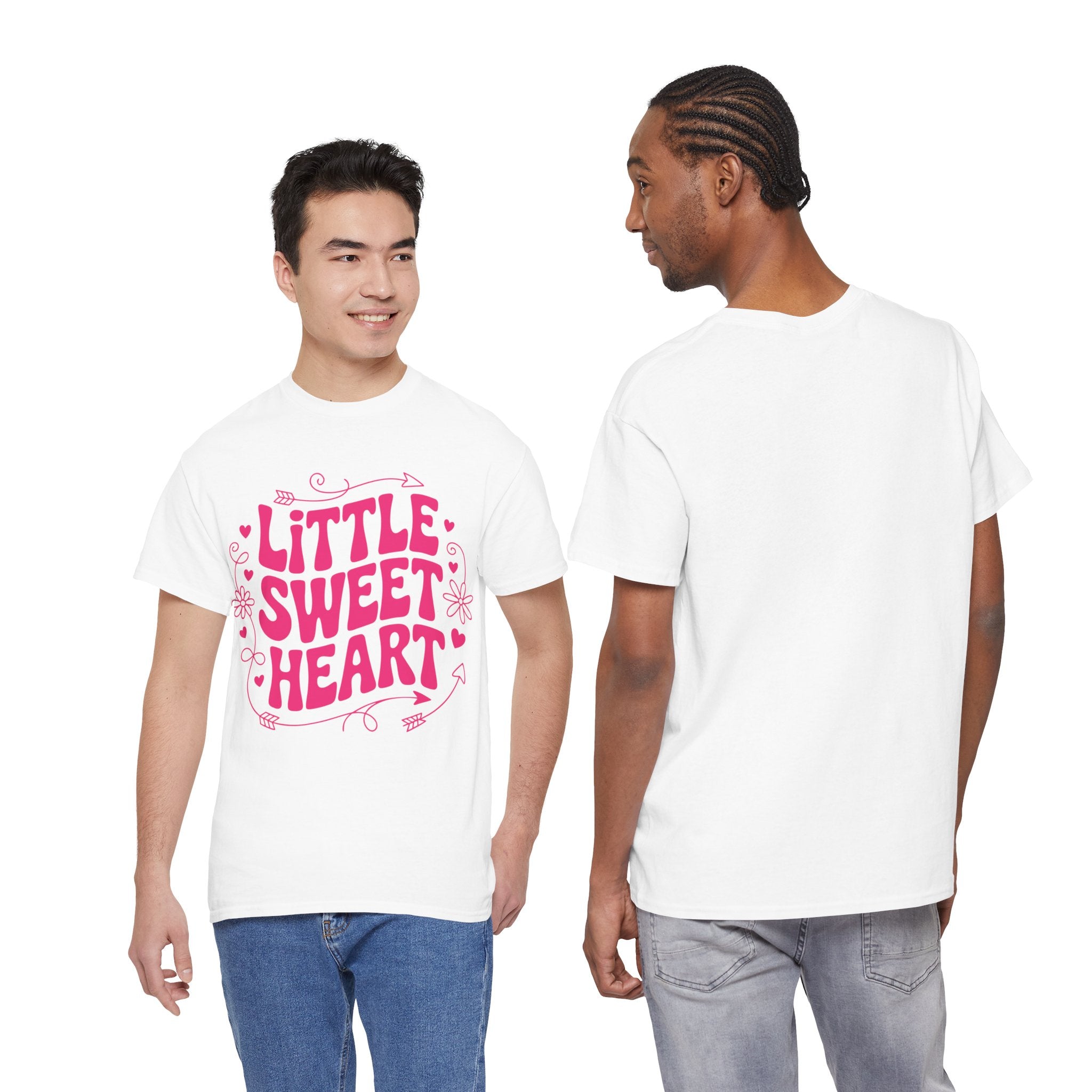 Little Sweetheart Retro Tee — Cute Red Hearts & Flowers Graphic Unisex Cotton Tee
