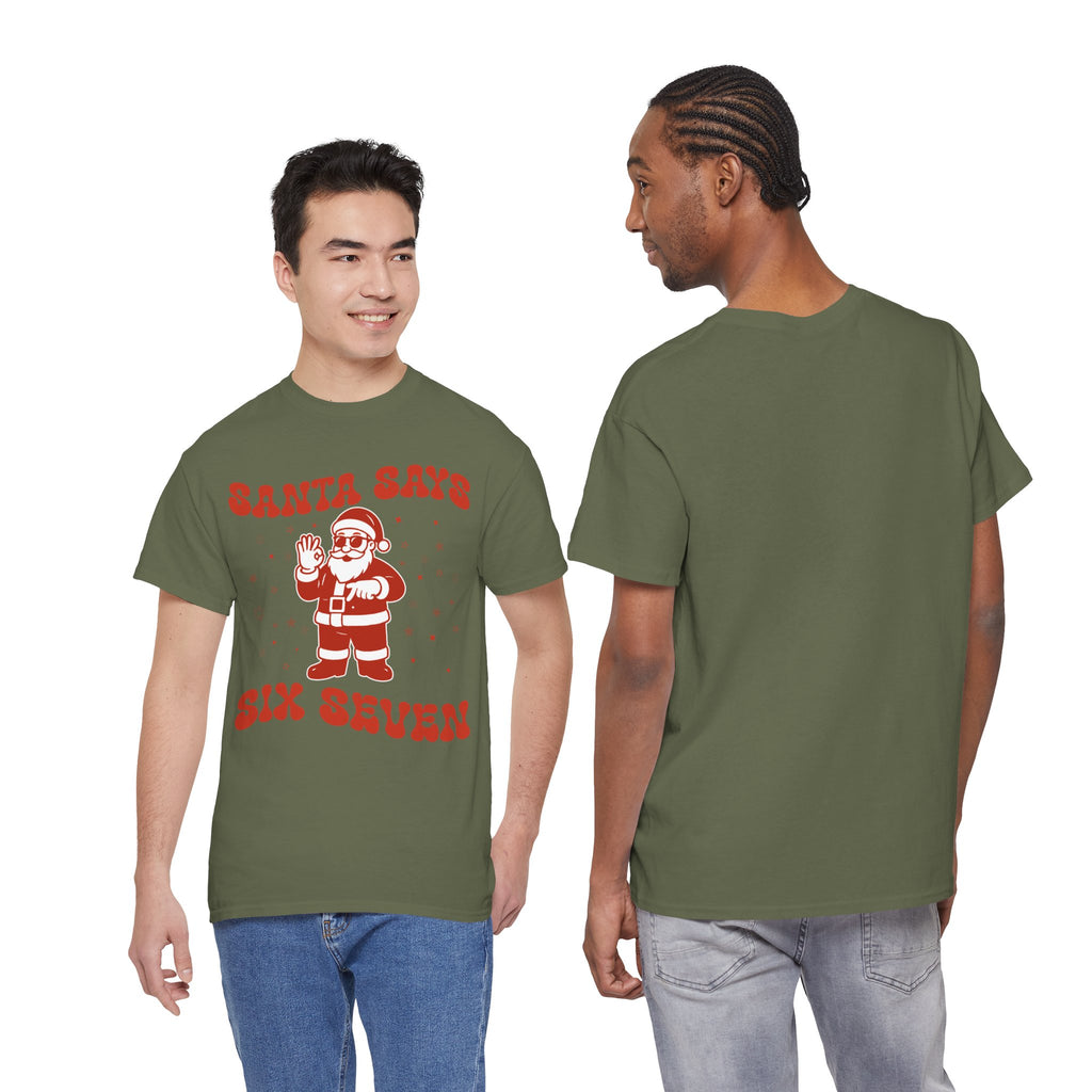 Retro 'Santa Says Six Seven' Christmas Unisex Cotton Tee