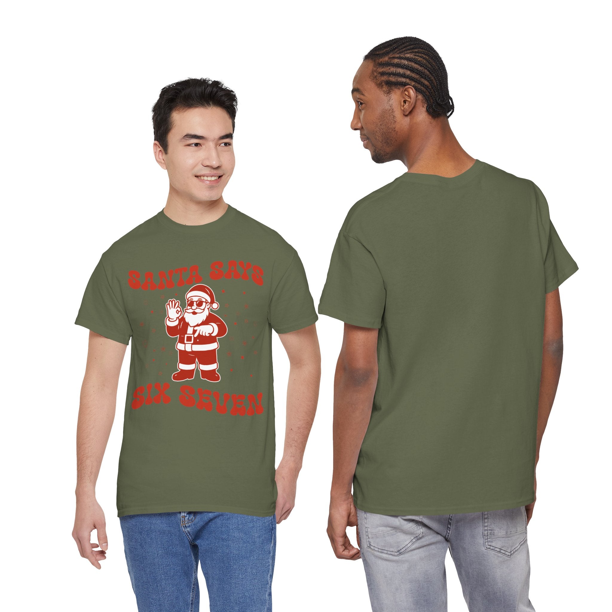 Retro 'Santa Says Six Seven' Christmas Unisex Cotton Tee