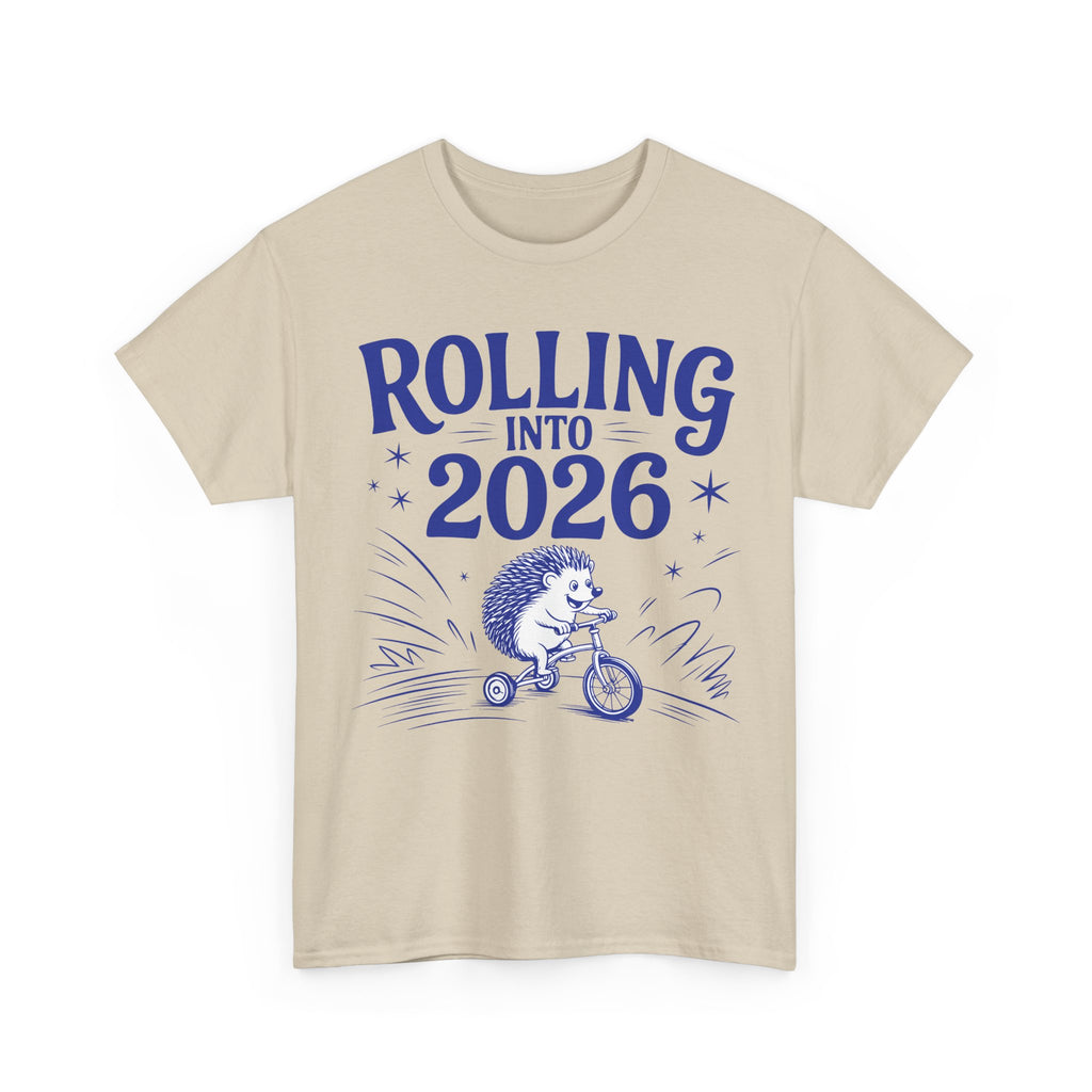 Rolling Into 2026 Hedgehog Tricycle Unisex Cotton Tee