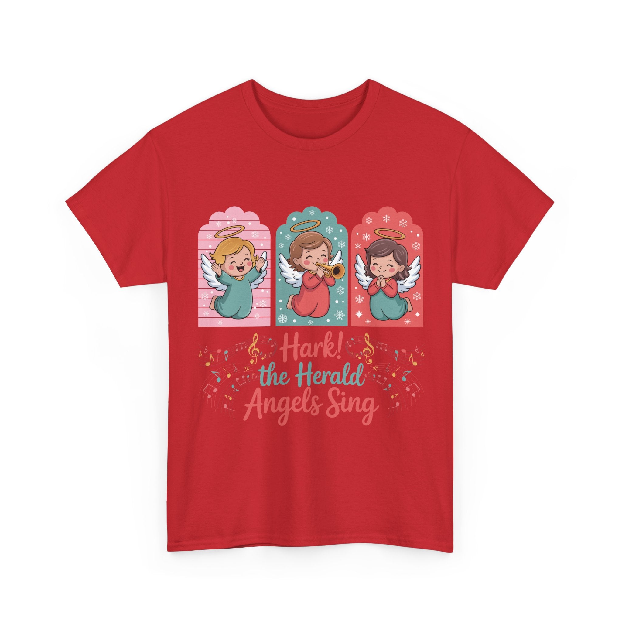 Hark! The Herald Angels Sing Tee — Three Singing Angels Christmas Unisex Cotton T-Shirt