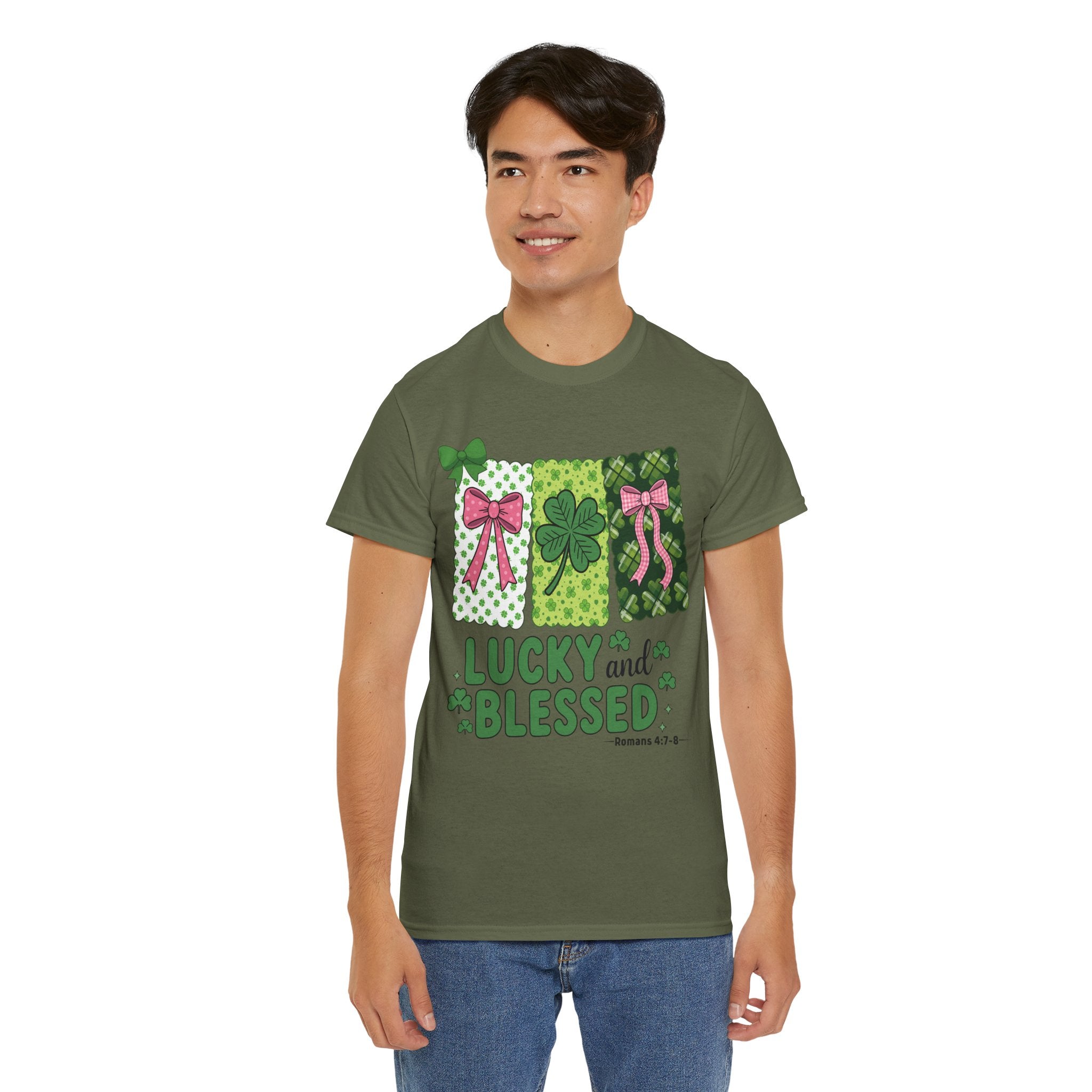 Lucky and Blessed Clover Unisex Cotton Tee