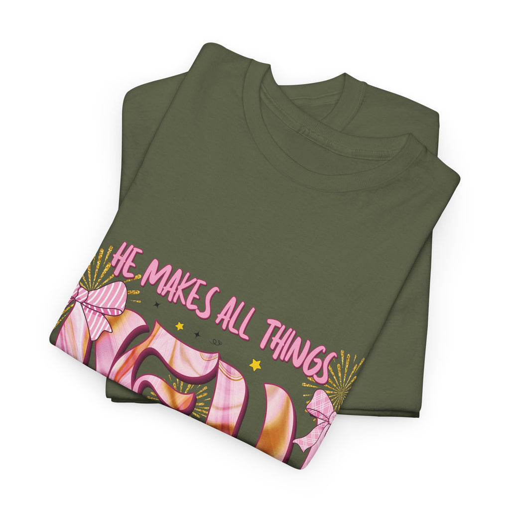 Christian Marble Tee — “He Makes All Things New” (Revelation 21:5)... Unisex Cotton Tee