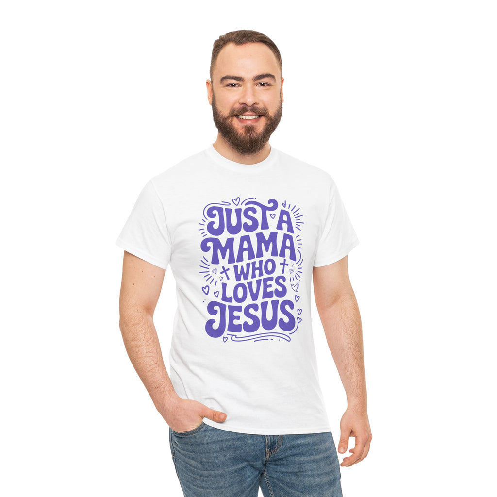 Mama Who Loves Jesus T-Shirt — Bright Green Bubbly Faith Unisex Cotton Tee