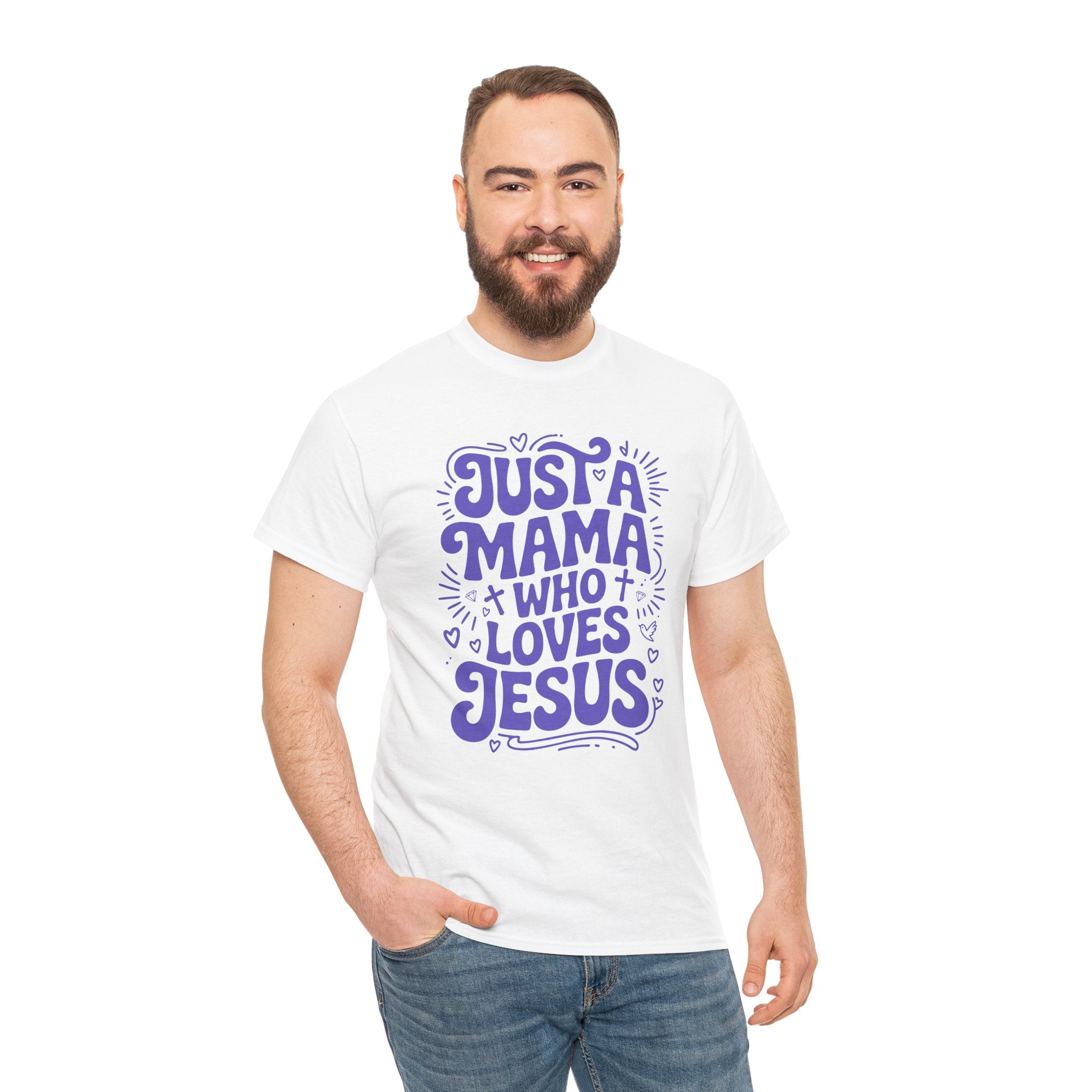 Mama Who Loves Jesus T-Shirt — Bright Green Bubbly Faith Unisex Cotton Tee