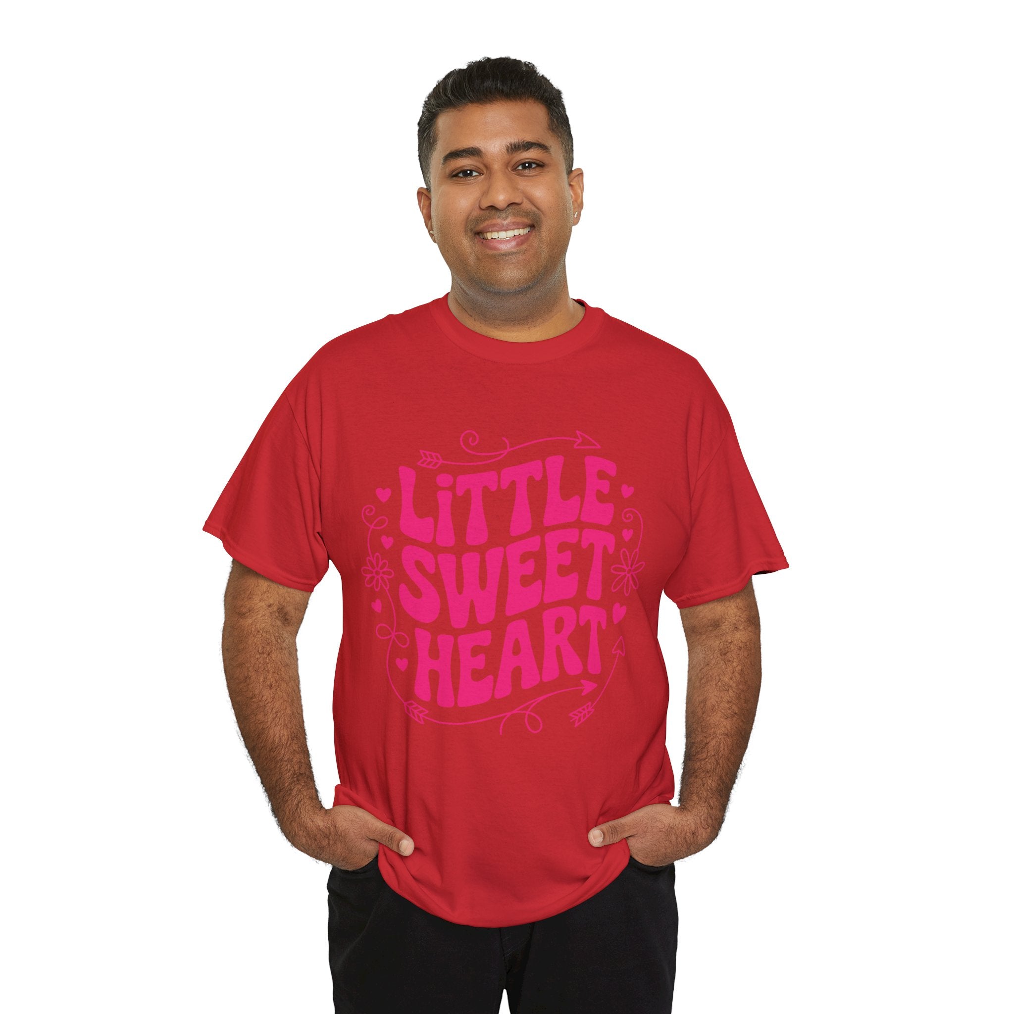 Little Sweetheart Retro Tee — Cute Red Hearts & Flowers Graphic Unisex Cotton Tee