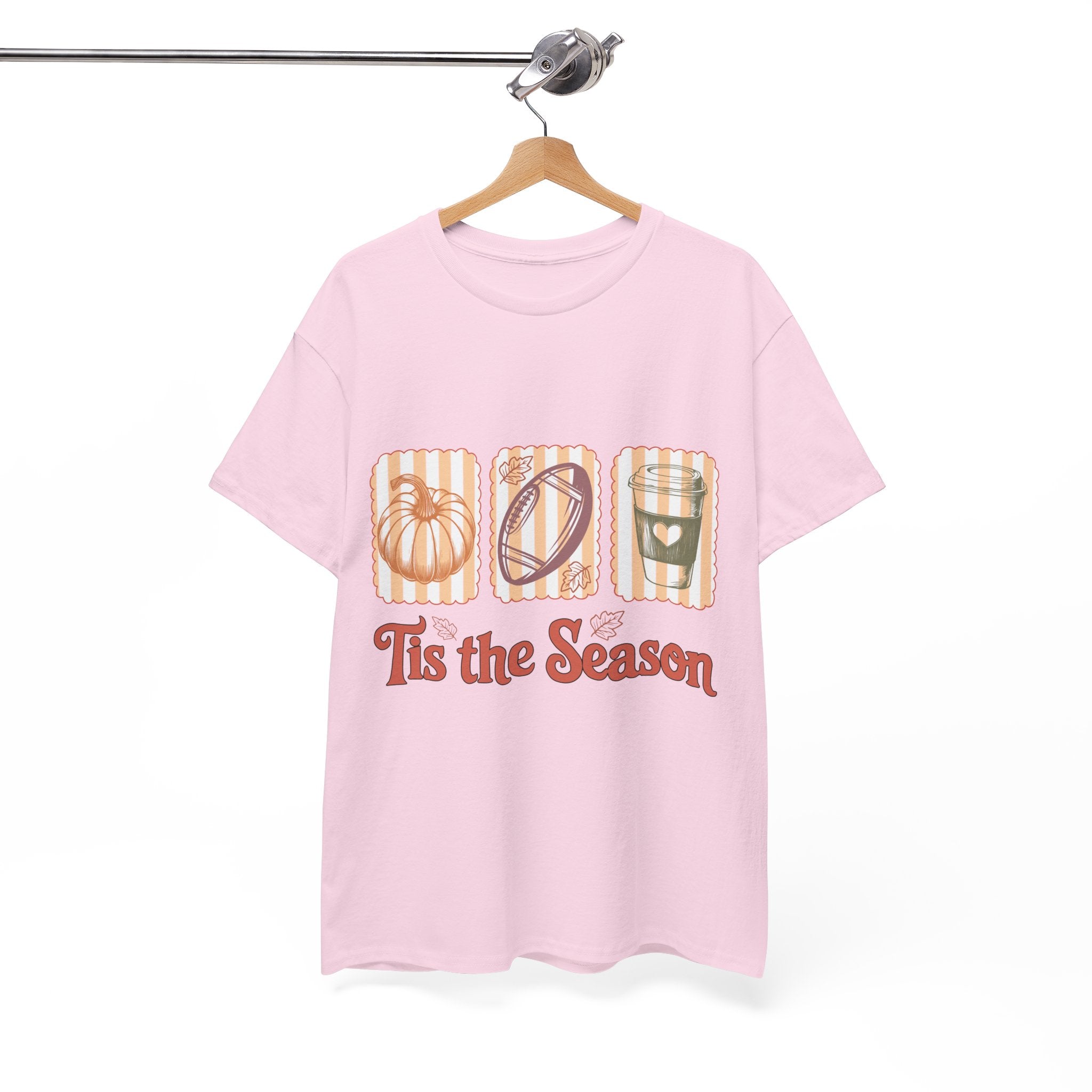 Tis the Season Pumpkin, Football & Coffee Fall Unisex Cotton T-Shirt