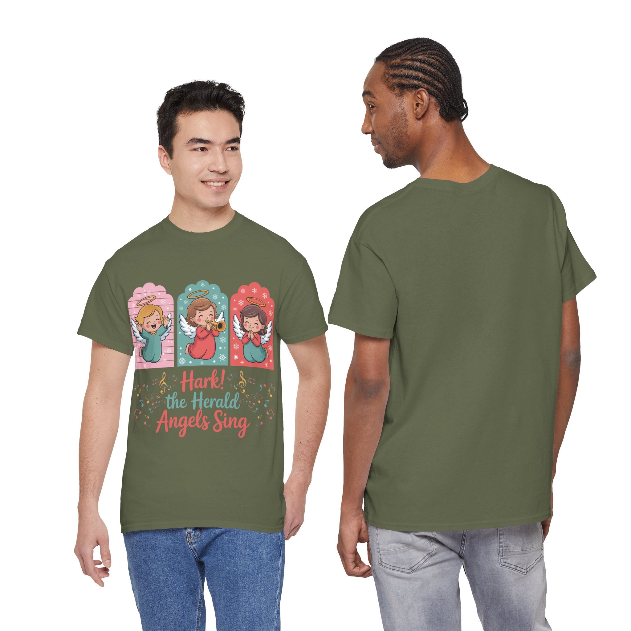 Hark! The Herald Angels Sing Tee — Three Singing Angels Christmas Unisex Cotton T-Shirt