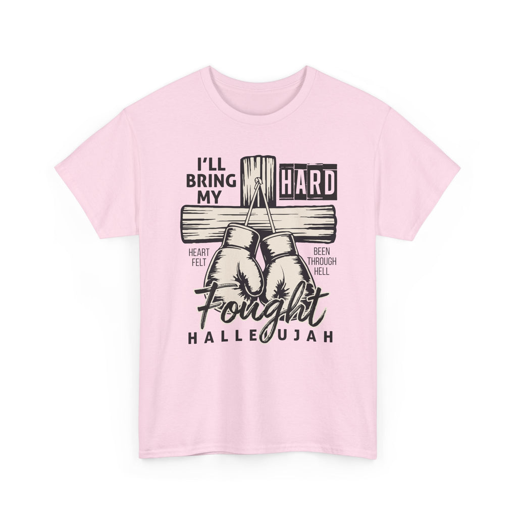 Christian Boxing Gloves Cross Tee — "I’ll Bring My Hard-Fought Heart."Unisex Cotton Tee