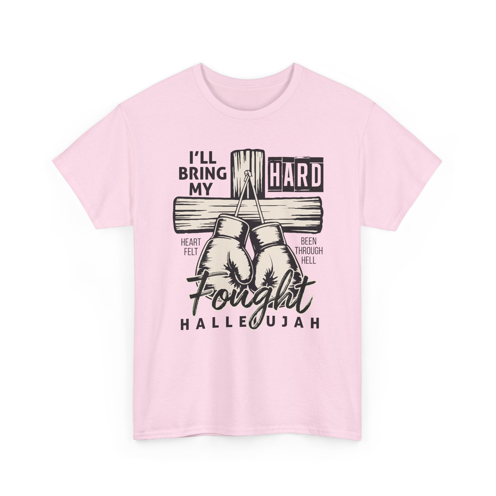 Christian Boxing Gloves Cross Tee — "I’ll Bring My Hard-Fought Heart."Unisex Cotton Tee