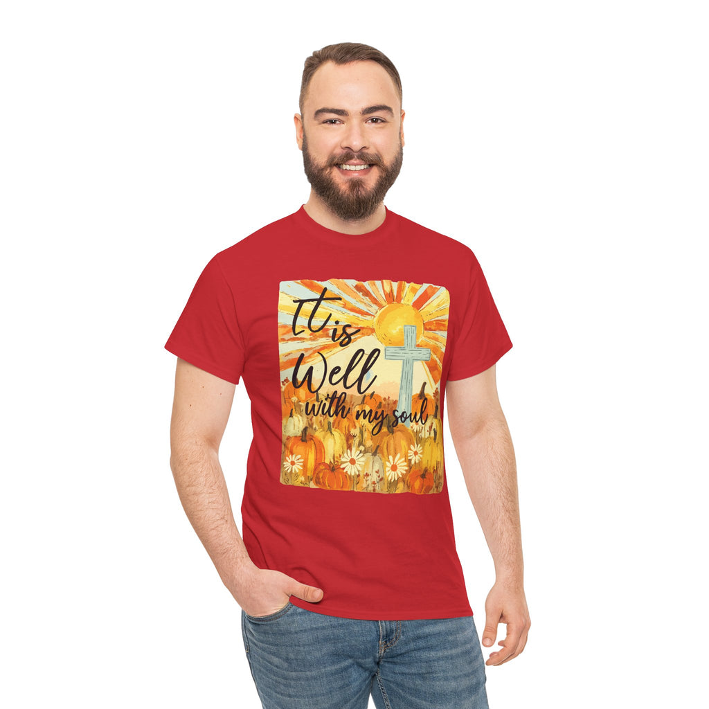 It Is Well With My Soul Pumpkin Sunrise Unisex Cotton T-Shirt