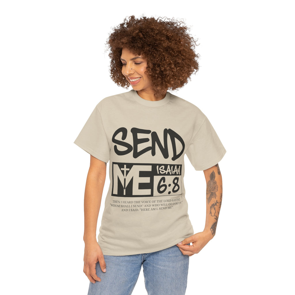 Send Me Isaiah 6:8 Christian T-Shirt — Cross Faith Unisex Cotton Tee