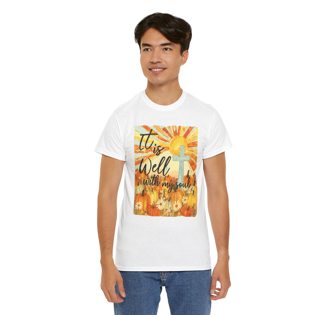 It Is Well With My Soul Pumpkin Sunrise Unisex Cotton T-Shirt