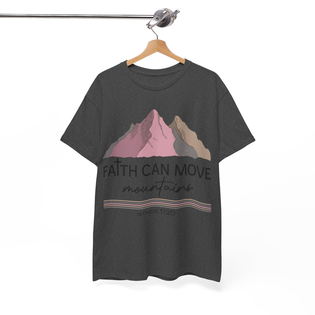 Faith Can Move Mountains Mountain Tee — Pastel Inspirational Christian Unisex Cotton T-Shirt