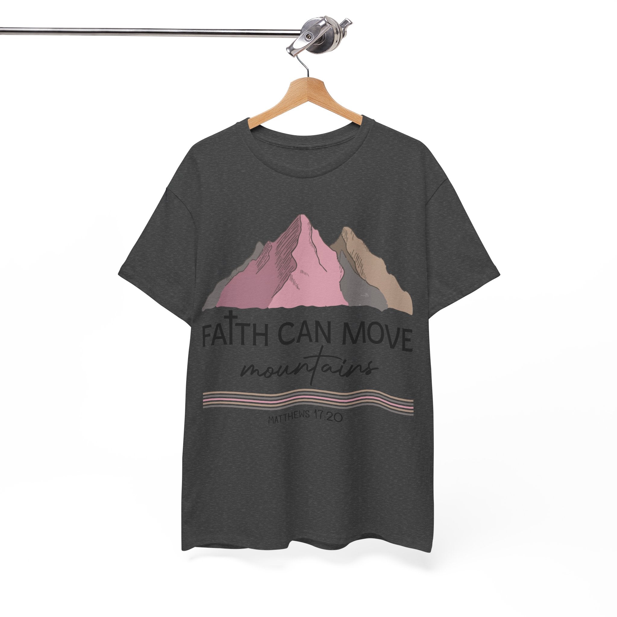 Faith Can Move Mountains Mountain Tee — Pastel Inspirational Christian Unisex Cotton T-Shirt