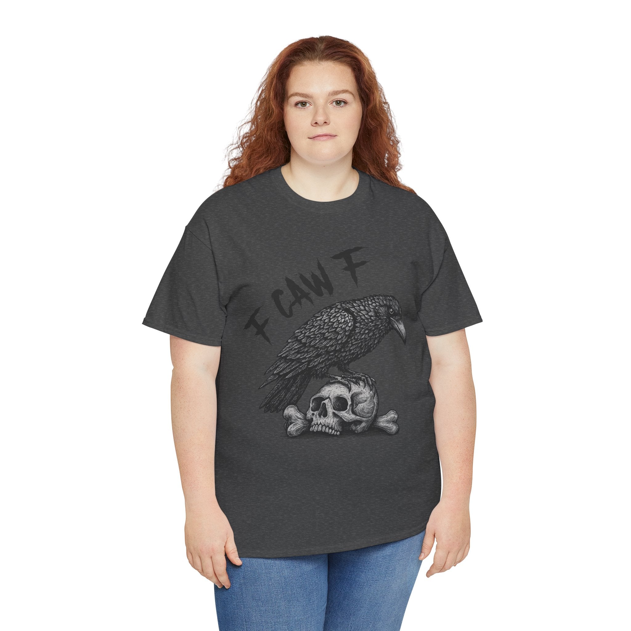 Gothic Crow & Skull T-Shirt — Dark Gothic Skull Unisex Cotton Tee