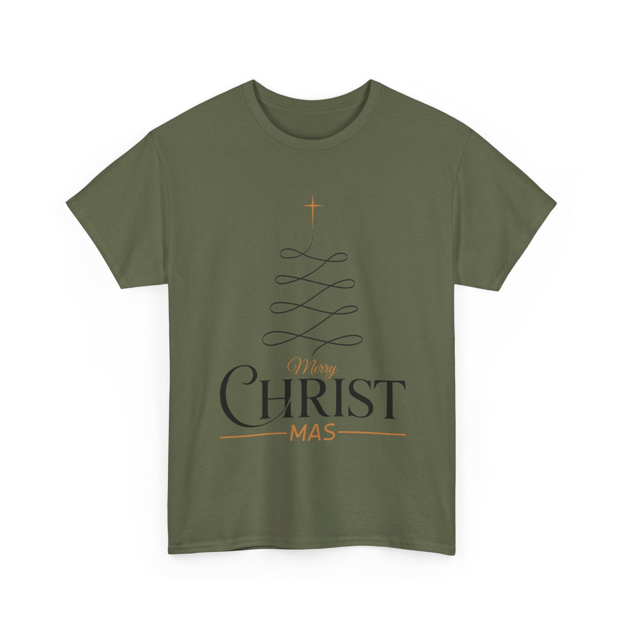 Merry Christmas Gold Cross Tree Unisex Cotton Tee