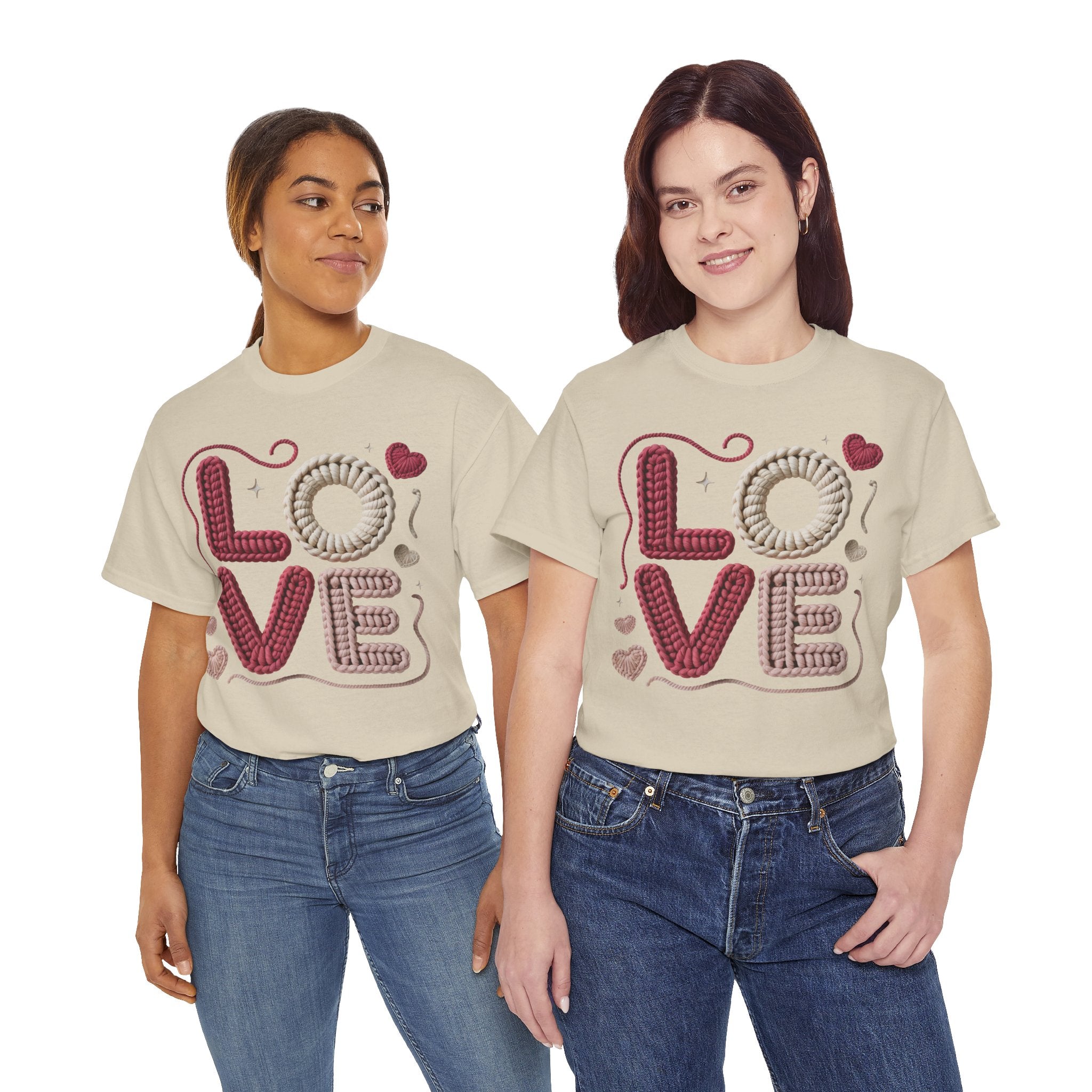 LOVE Faux Yarn Heart Unisex Cotton Tee