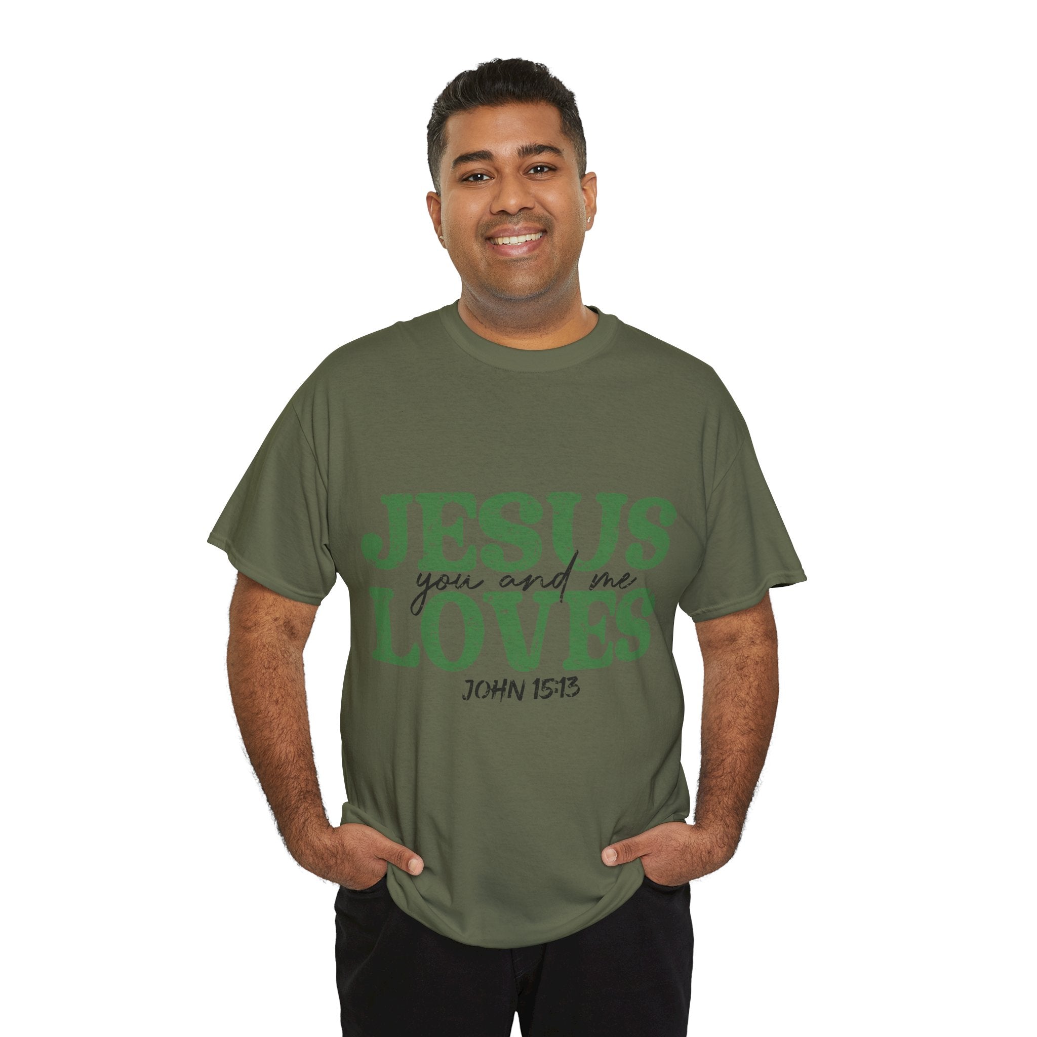 Jesus Loves Vintage Tee — Green Retro Christian Unisex Cotton T-Shirt