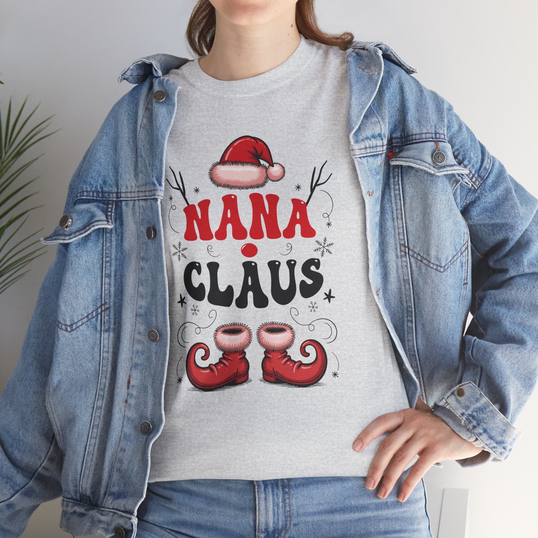 Nana Christmas T-Shirt — Santa Hat & Elf Boots Holiday Unisex Cotton Tee