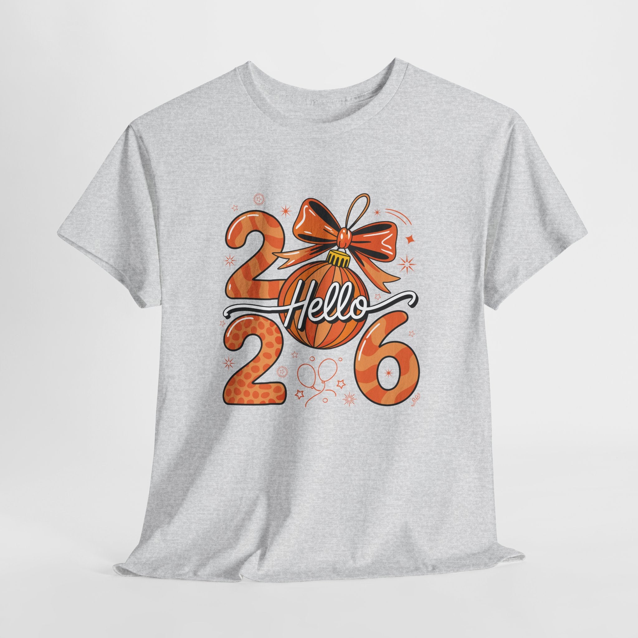 Hello 2026 Christmas Ornament Tee — Festive Orange Holiday Unisex Cotton T-Shirt
