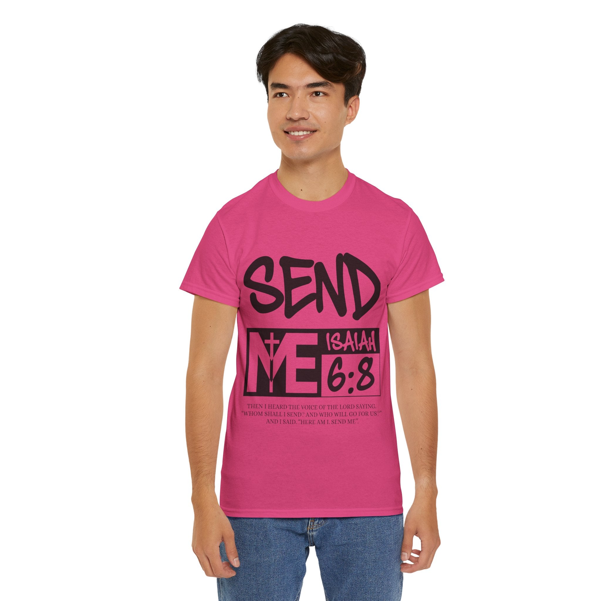 Send Me Isaiah 6:8 Christian T-Shirt — Cross Faith Unisex Cotton Tee