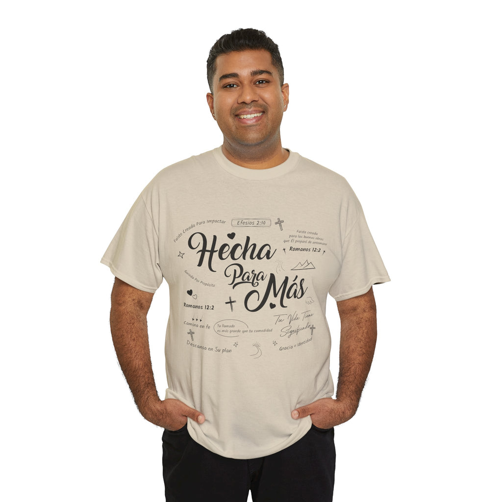 Hecha Para Más Christian T‑Shirt — Spanish Faith Typography Unisex Cotton Tee