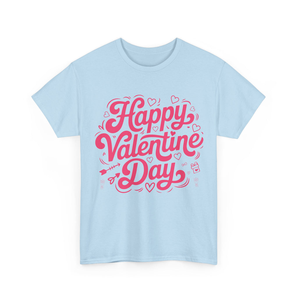 Happy Valentine Day Tee — Pink Heart & Love Icons Valentine's Unisex Cotton Shirt