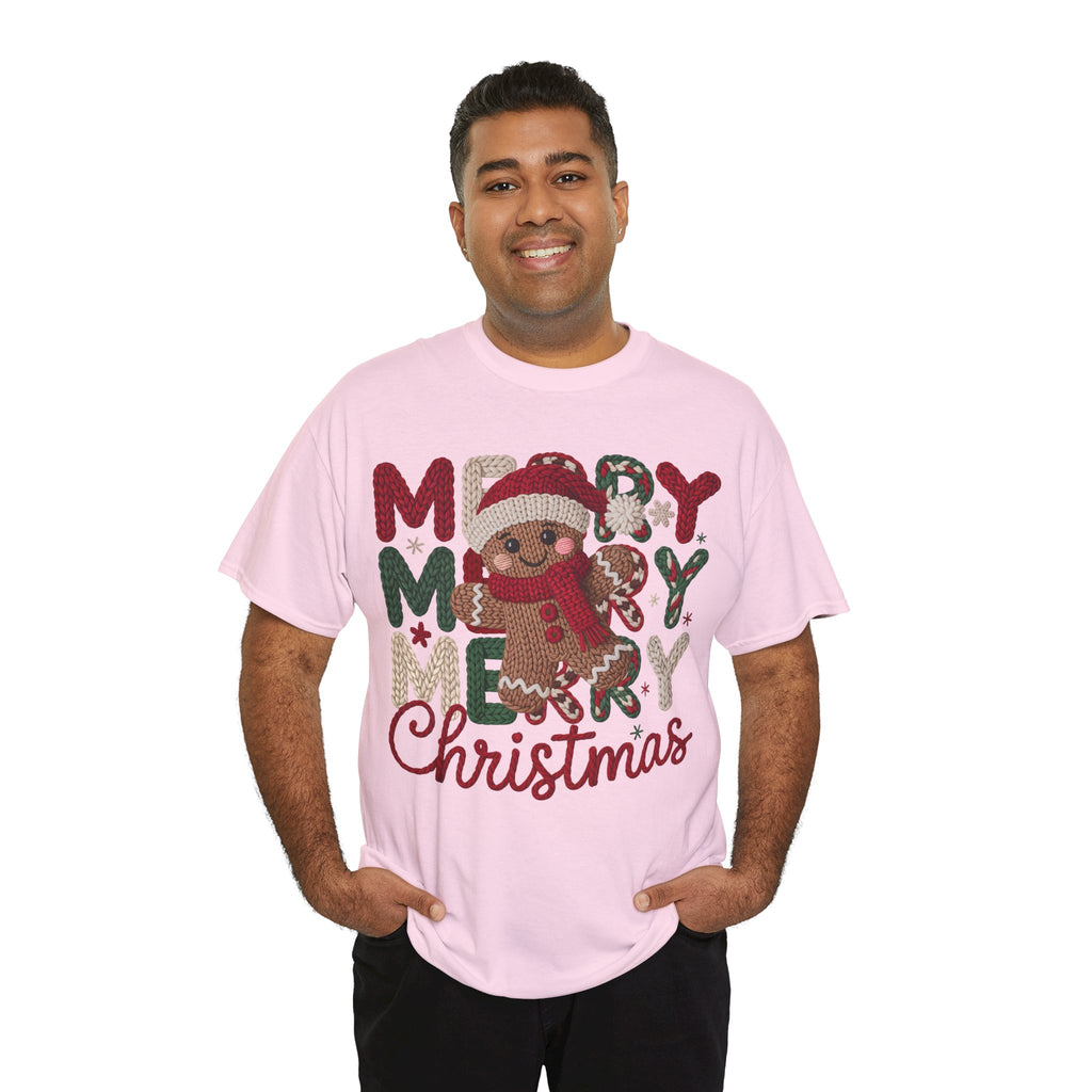Merry Merry Merry Christmas Gingerbread Unisex Cotton Tee