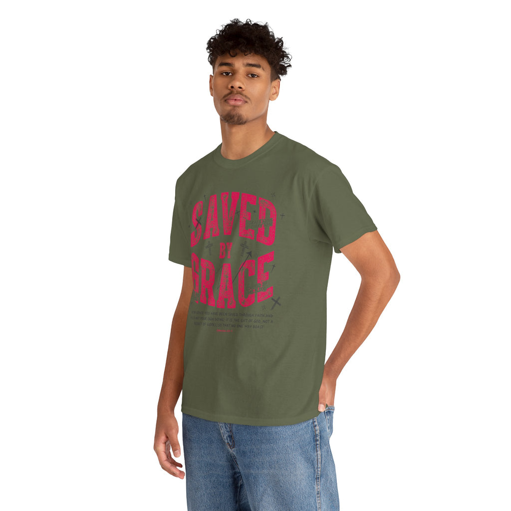 Saved by Grace Ephesians 2:8-9 Unisex Cotton T-Shirt