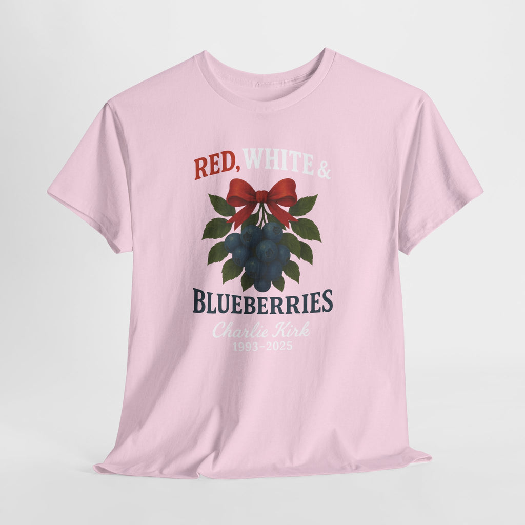 Red, White & Blueberries T-Shirt — Patriotic Blueberry Graphic Unisex Cotton Tee
