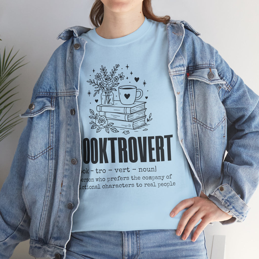Booktrovert Graphic Tee — "Booktrovert" Definition, Books & Coffee Design Unisex Cotton Tee