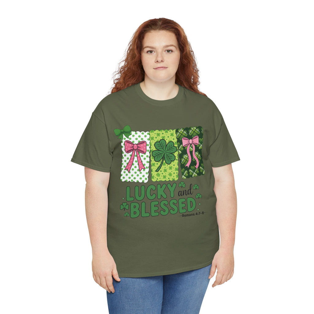 Lucky and Blessed Clover Unisex Cotton Tee