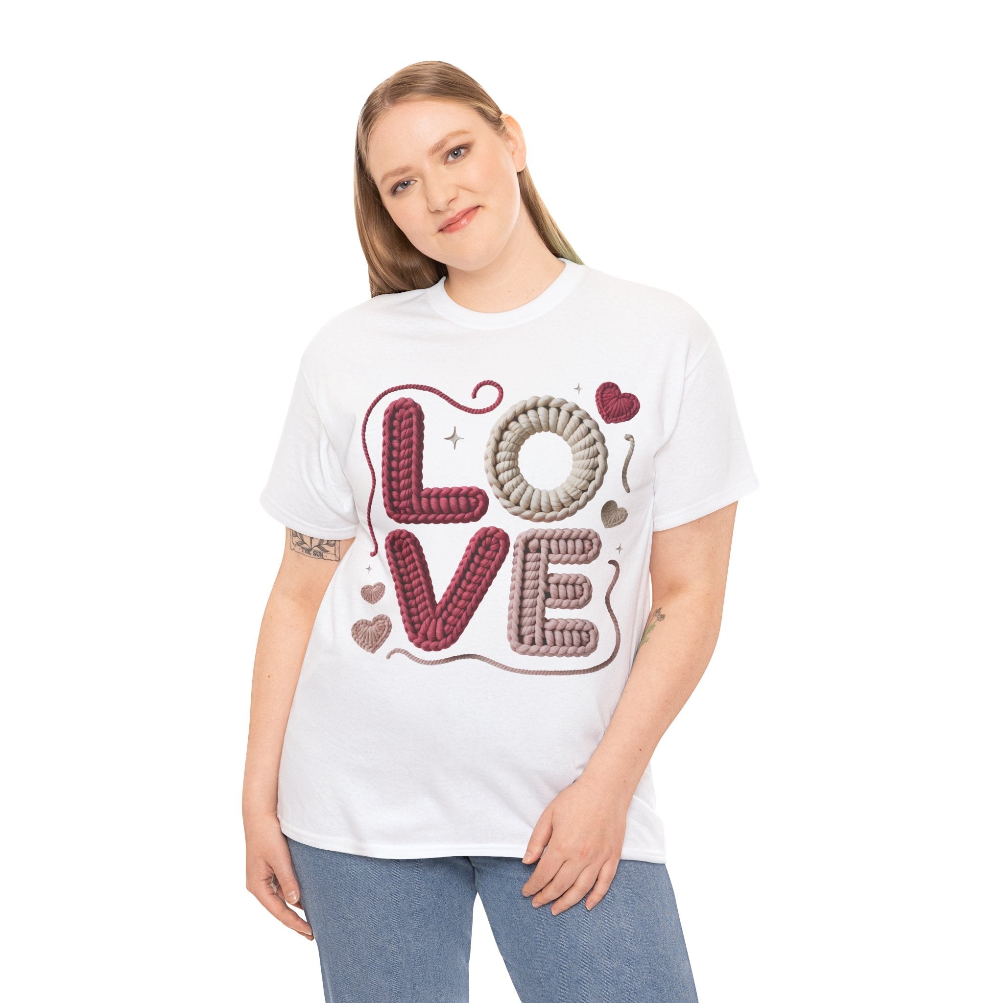 LOVE Faux Yarn Heart Unisex Cotton Tee