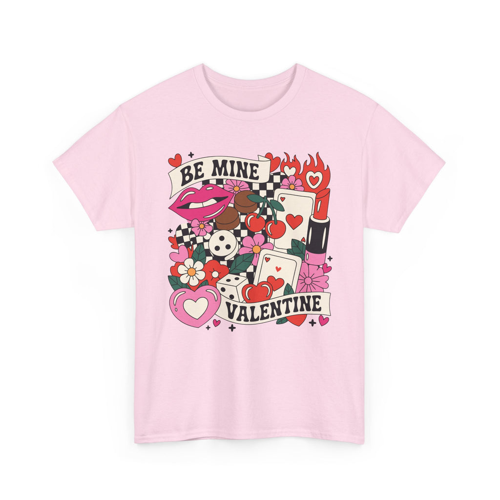 Be Mine Valentine Pop-Art Tee — Lips, Cherries & Retro Valentine Collage...Unisex Cotton Tee