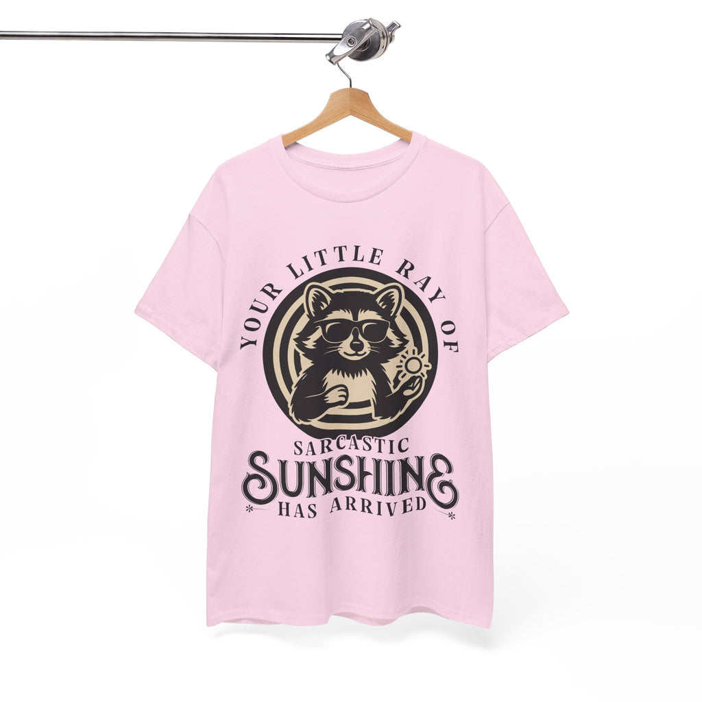 Cool Raccoon Sunglasses T-Shirt — Raccoon Holding Sun Graphic Unisex Cotton Tee